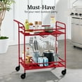 thumbnail image 4 of Best Choice Products 2-Tier Rolling Bar Cart Indoor/Outdoor w/ Storage Shelves, Wine Rack, Lockable Wheels - Red, 4 of 9