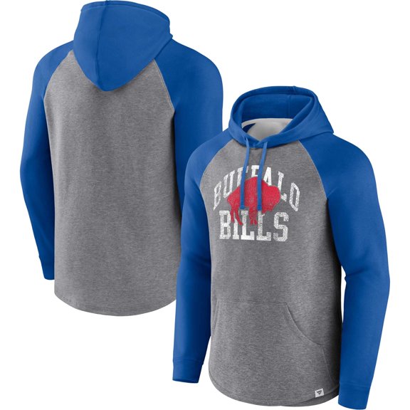 Men's Fanatics Heather Gray Buffalo Bills Favorite Arch Raglan Pullover Hoodie