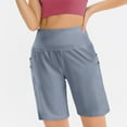 thumbnail image 5 of Kopltyrfg Women's High Waisted 9" Shorts with Zipper Pockets Athletic Workout Long Shorts for Women Knee Length Light Blue XL, 5 of 6