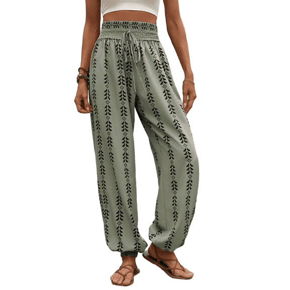 Cuteduck Women's Pants Spring Summer Fall NA NA Drawstring Wide Leg Lounge Bohemian Casual Trousers S-XL