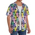 thumbnail image 2 of Logiee Llamas Colorful Print Men's Button Down Shirts Short Sleeve, Summer Beach Shirts,Vacation Wedding Shirts,Men's Casual Button-Down Shirts with Pocket-XX-Large, 2 of 5