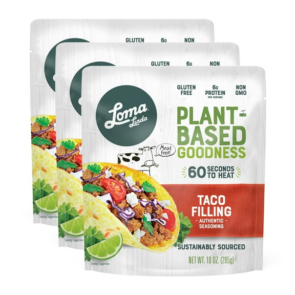 Loma Linda Blue - Vegan Meal Solution - Taco Filling (10 oz.) (Pack of 3) - Non-GMO, Gluten Free