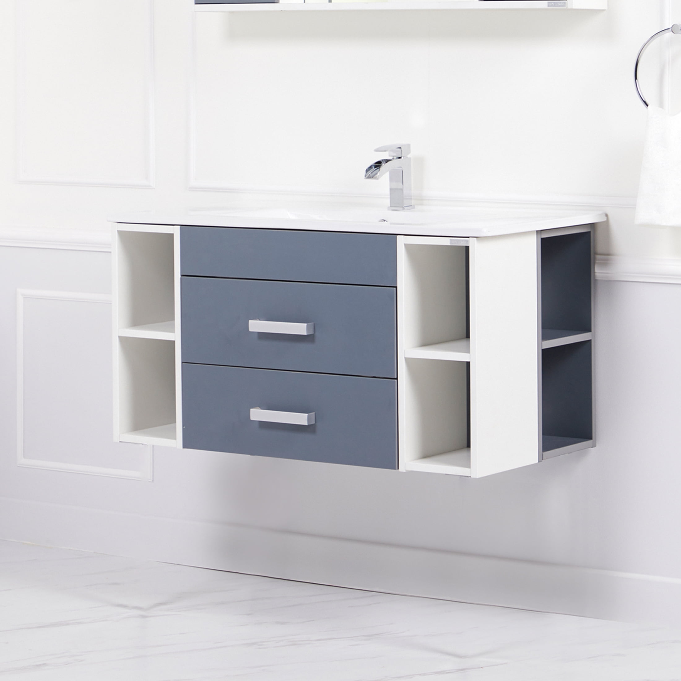 LUXE Bidet Kyro Bathroom Vanity, Medicine Cabinet, Sink, Carbon Gray