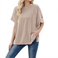thumbnail image 1 of Jersey oversize de punto liso de mujer, cuello redondo y mangas murciélago - Tejido de poliéster suave - Lavable a máquina - Tallas S-XL, 1 of 8