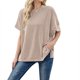 thumbnail image 1 of Jersey oversize de punto liso de mujer, cuello redondo y mangas murciélago - Tejido de poliéster suave - Lavable a máquina - Tallas S-XL, 1 of 8