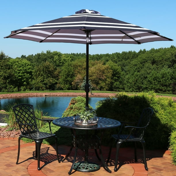 Sunnydaze 9Foot Aluminum Patio Umbrella with Push Button Tilt & Crank