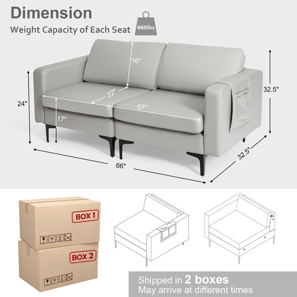 Finihen Loveseat Sofa, Modern Loveseat Sofa Couch with Side Storage Pocket, for Living Room, Bedroom, Light Gray Finihen Loveseat Sofa, Modern Loveseat Sofa Couch with Side Storage Pocket, for Living Room, Bedroom, Light Gray