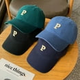 thumbnail image 3 of Men and Woman's Baseball Caps Adjustable Casual Embroidered Letter P Cotton Sun Hats Unisex Solid Color Visor Hats Classic Baseball Dad Hat Embroidered Initial Letter Low Profile Hat Cap, 3 of 7