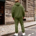 thumbnail image 4 of Fgvctg Mens Sweatsuits Set 2 Piece Fall Sweatsuit Trendy Jogger Sweatpant Plus Size Fleece Tracksuits Oversized Sweatshirts Lounge Set with Pockets Army Green M, 4 of 7