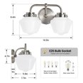 thumbnail image 3 of KAISITE 2-Light Metal Wall Sconces with Frosted White Lampshades, for Bathroom over Mirror, Silver, 3 of 10