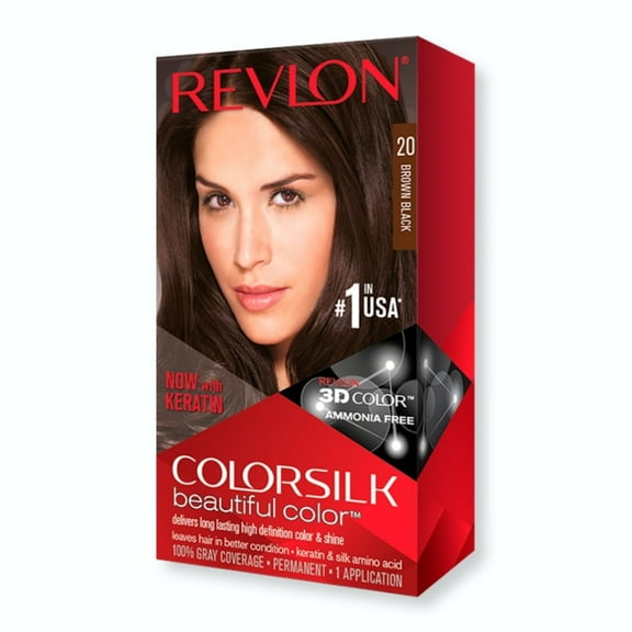 Revlon ColorSilk Hair Color, 20 Brown Black 1 ea (Pack of 4)