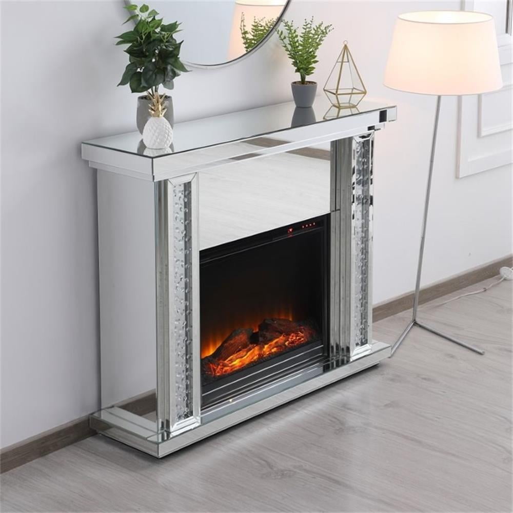 Bowery Hill MDF Clear Electric Fireplace Mantle Rectangular Adjustable LED 47.5" Unassembled