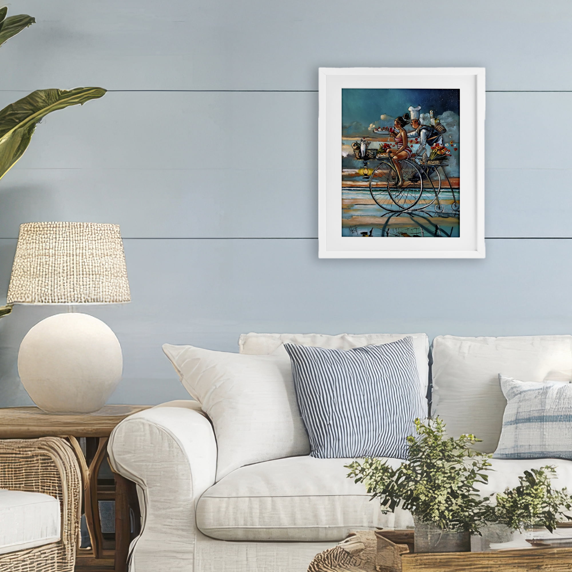 Stupell Industries Zaan's Dream Seaside Bicycle Ride White Framed Print Under Glass, design by Ronald West