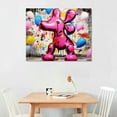 thumbnail image 2 of JEUXUS Graffiti Painting Wall Art - Pink Canvas Print Funny Colorful Animal Pictures Street Pop Art Modern Art Wall Decor Contemporary Artwork for Living Room Bedroom Home, Framed 24"x36", 2 of 4
