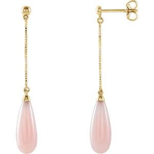 14K Yellow Pink Opal Earrings by