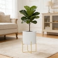 thumbnail image 4 of White Metal Plants Stand With Pot 4 Legs Decorative Floor Plantser For Living Room Balcony, 4 of 8