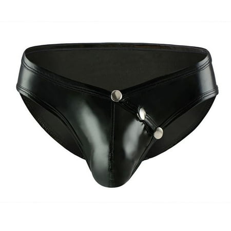 

Men s Boxer Briefs Man Imitation Leather Patent Leather Knickers Low Waist Lingerie