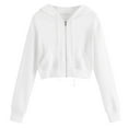 thumbnail image 5 of Danhjin Women's Cropped Zip Up Hoodie Sweatshirt Cropped Casual Long Sleeve Hoodie Tops with Pockets on, 5 of 6
