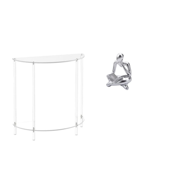 Mesita de noche de acrílico,Mesa auxiliar de acrílico transparente Mesa auxiliar transparente en capas,Mesa pequeña de acrílico,mesita de noche pequeña,compacta,Figura de lector
