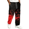 thumbnail image 3 of GrmtClth Plus Size Casual Sweatpants For Men Halloween Pumpkin Graphic Cuffed Joggers Elastic Waist With Pockets Lightweight Outdoor Holiday Wear Trousers Red S, 3 of 3