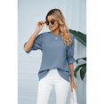 thumbnail image 7 of Blouses for Women Dressy Casual 1/2 Length Sleeve Womens Tops with Smocked Cuffs Gray Blue XXL, 7 of 7