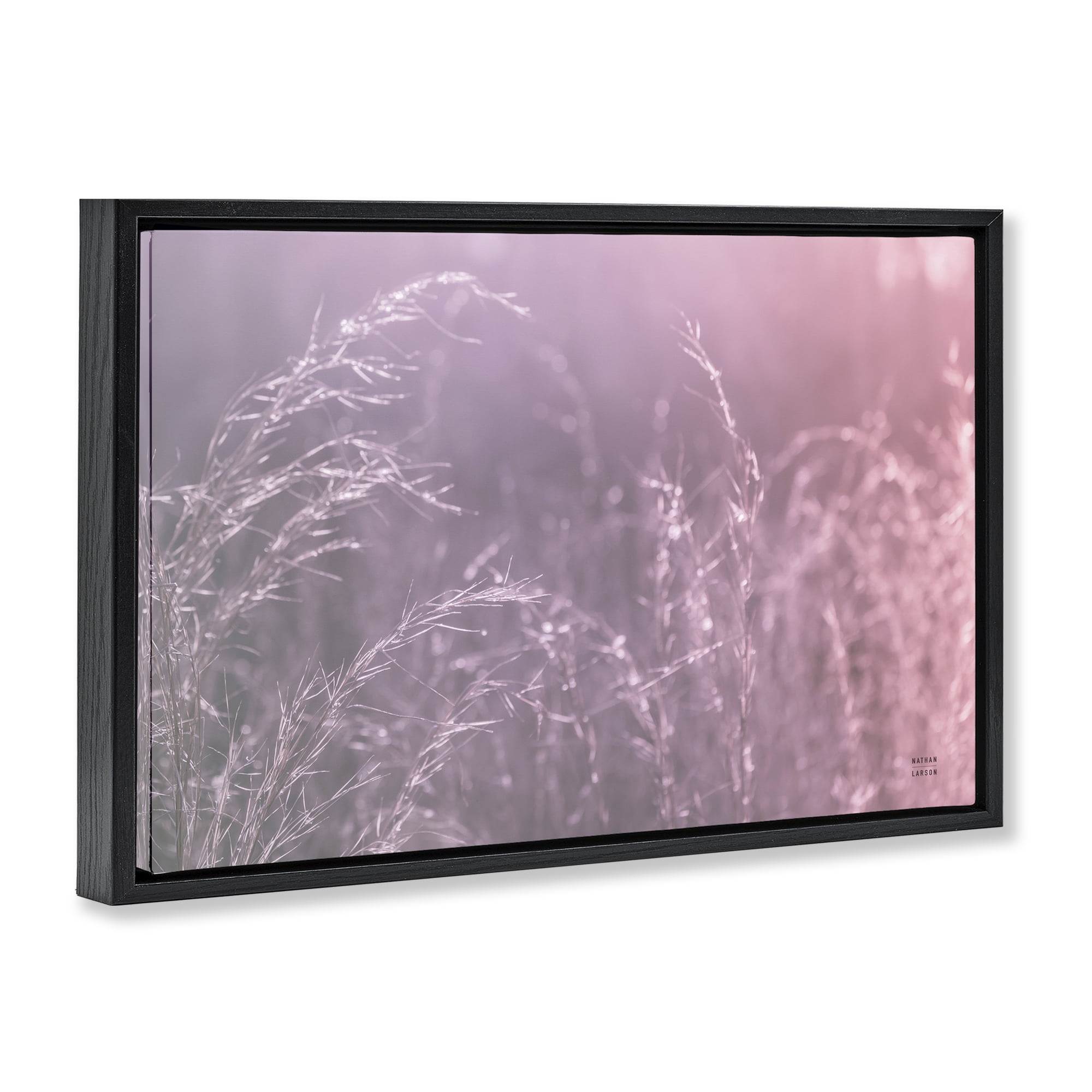 Stupell Industries Pink Meadow at Dawn Black Framed Floater Canvas Wall Art, design by Nathan Larson