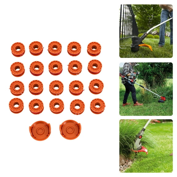 20 PCS Trimmer Spool Line Edger Spool Line Weed Eater String Orange Replacement Spool Line with 2 Caps