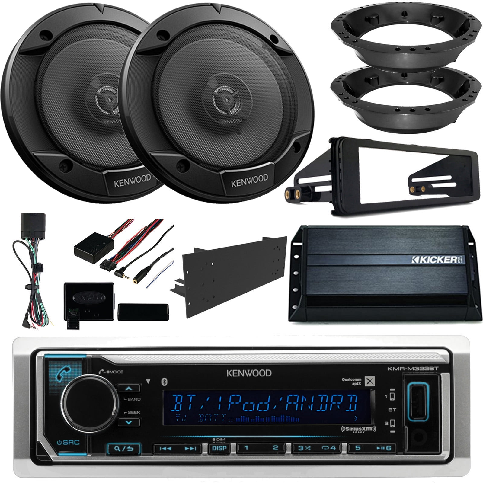Kenwood Marine Bluetooth Receiver (No CD), 2 x Kenwood 6.5" Coaxial