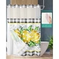 thumbnail image 2 of No Hook Shower Curtain with Snap in Liner, Summer Farm Lemon Eucalyptus Leaves Black White Plaid Hotel Shower Curtains for Bathroom, Washable Shower Curtain Liner Set with Mesh Top Window, 66"x72", 2 of 6