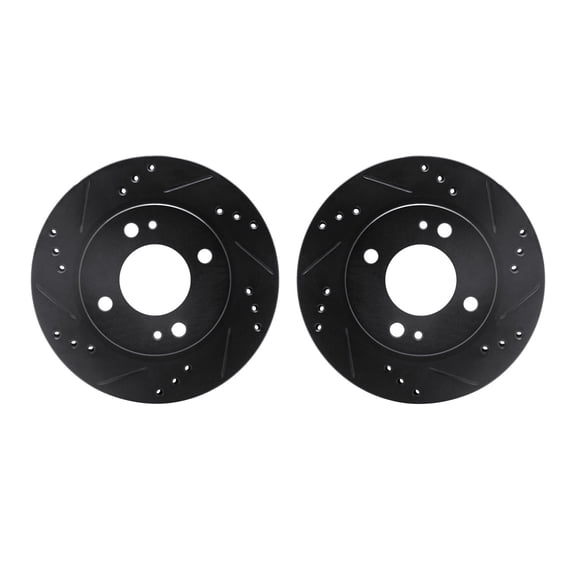 Dynamic Friction Company Front Brake Rotors-Drilled and Slotted-Black 8002-72034