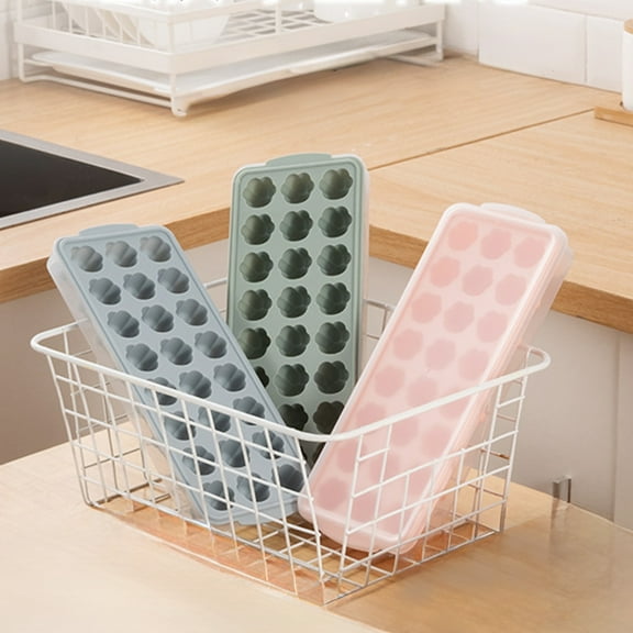 Silicone Ice Cube Tray with Lid, Cat Paw Shaped Mold, Easy Release, Stackable, Solid Color, Food Grade, Holiday Gift, Blue/Pink/Green