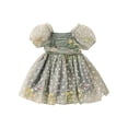 thumbnail image 1 of Gupgi Robe Fleurie pour Tout-Petites Filles 12M 18M 24M 3T 4T Enfants Manches Courtes Robe en Maille Froncée Bébé Été Robes de Princesse, 1 of 8