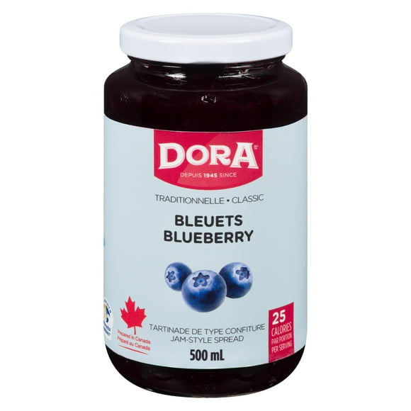 DORA CLASSIC BLUEBERRY LIGHT SPREAD WITH PECTIN, DORA BLUEBERRY LIGHT 500ML