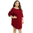 thumbnail image 5 of Baywell Women's Plus Size Nightshirt Short Sleeve Nightgown Crew Neck Sleep Shirt Above Knee-Length Sleepwear, XL-4XL, 5 of 6