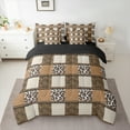 thumbnail image 2 of jejeloiu Zebra Cheetah Pattern 7pcs Bedding Comforter Set,Brown Plaid Checkered Queen Bedding Sets,Jungle Animal Queen Sheet Sets For Boys Girls,Super Cozy Room Decor Reversible, 2 of 8