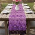 thumbnail image 4 of Purple Geometric Table Runner - 120 Inch Long Ombre Modern Abstract Art Cotton and Linen Blended Dress Scarves Farmhouse Table Runner for Kitchen Dining, Coffee Table, 13" x 120", 4 of 8