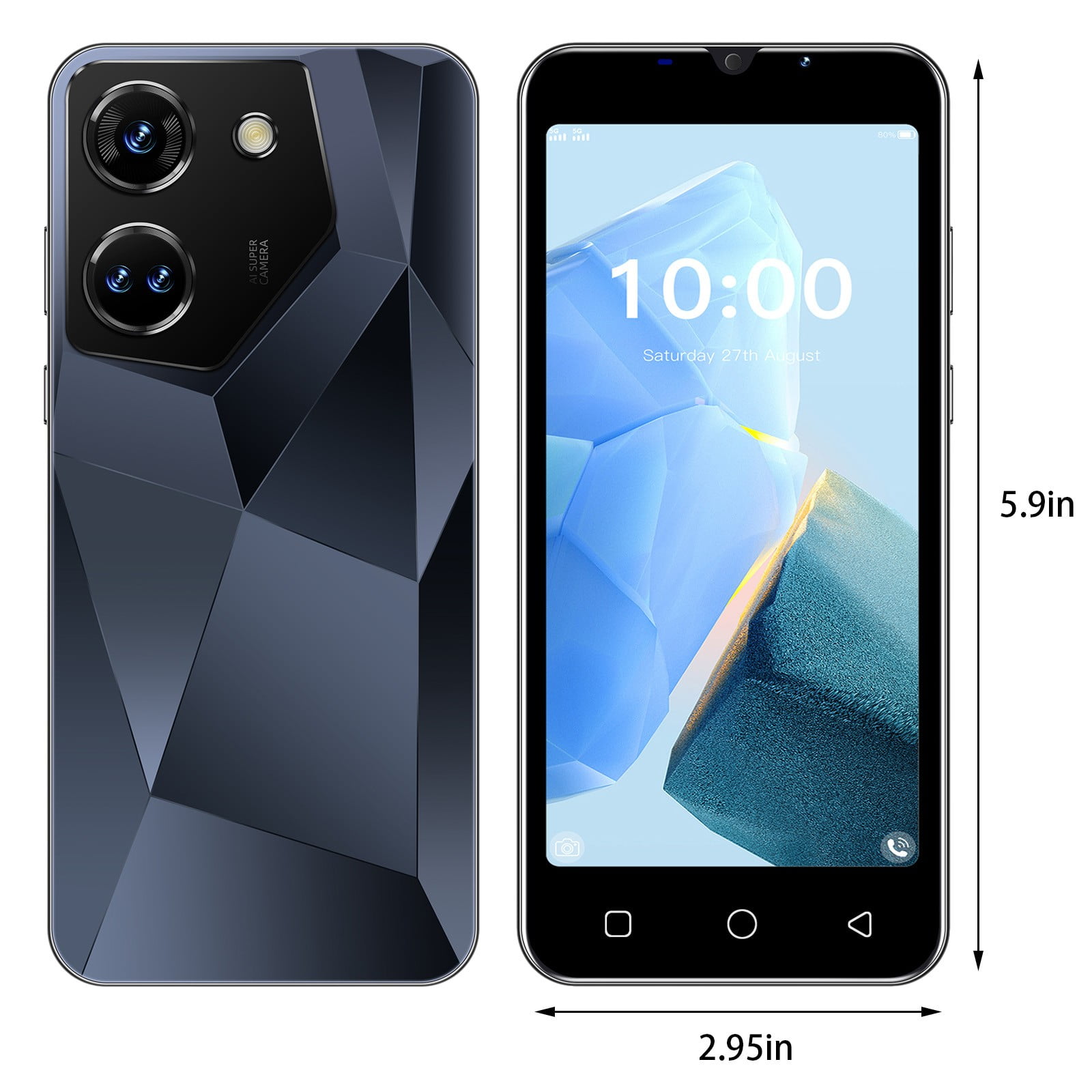 FYTPOV Android Phone, 5.5 Inch Smartphone SIM Android Gaming HD Camera WIFI Portable Mobile Phone, Cell Phones Unlocked