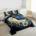 thumbnail image 3 of Manfei Boys Girls Chic Floral Moon Bedding Comforter Set 2pcs,Bohemian Theme Twin Comforter Sets Microfiber,Starry Sky Breathable Bedding Set,Microfiber Bedroom Decor,Reversible, 3 of 8