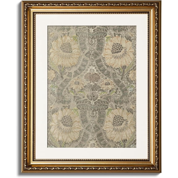 Gold Framed Pattern Wall Art, Living Room Bedroom Boho Wall Decor, Rustic Farmhouse Cottage Decor, Canvas Prints Art, Antique Picture Frame Floral Tapestry Vintage Paintings,13x16 Inch