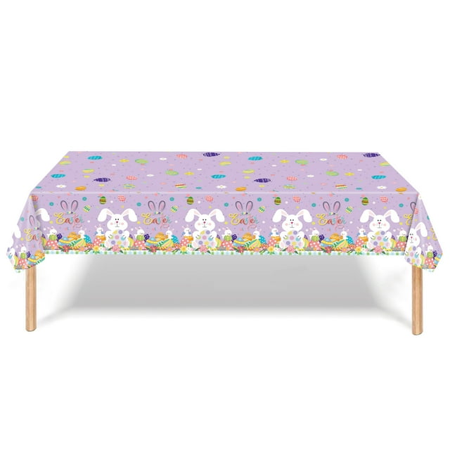 Ovzne Easter Party Tablecloth Spring Bunny Eggs Party Supplies Disposable Paper On Clearance