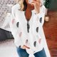 thumbnail image 1 of Puntoco Moda Mujer Cuello en V Camiseta de manga larga Otoño Impresión Blusa suelta Cremallera tops Puntoco Puntoco-4381, 1 of 5