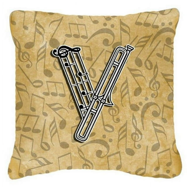 Carolines Treasures CJ2004-VPW1414 Letter V Musical Instrument Alphabet Canvas Fabric Decorative Pillow