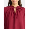 thumbnail image 4 of Time and Tru Women's Ruffle Neck Blouse with Long Sleeves, Size XS – XXXL, 4 of 5