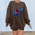 thumbnail image 3 of Gibobby Sudadera Mujer Moda Top con estampado floral a la para mujer, sudadera cálida de manga larga, camisa holgada informal con cuello redondo, de blusa (Café, S), 3 of 5