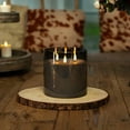 thumbnail image 3 of 6X6'' Extra Large Flameless Candle with 3 Wicks, Glass LED Pillar Candle, Real Wax Battery Operated Candle with Remote Control and Timer, Grey, 3 of 8