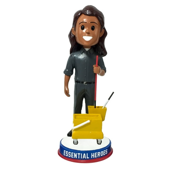 Janitor Housekeeper Sanitation Personnel Essential Heroes Bobblehead Female Dark