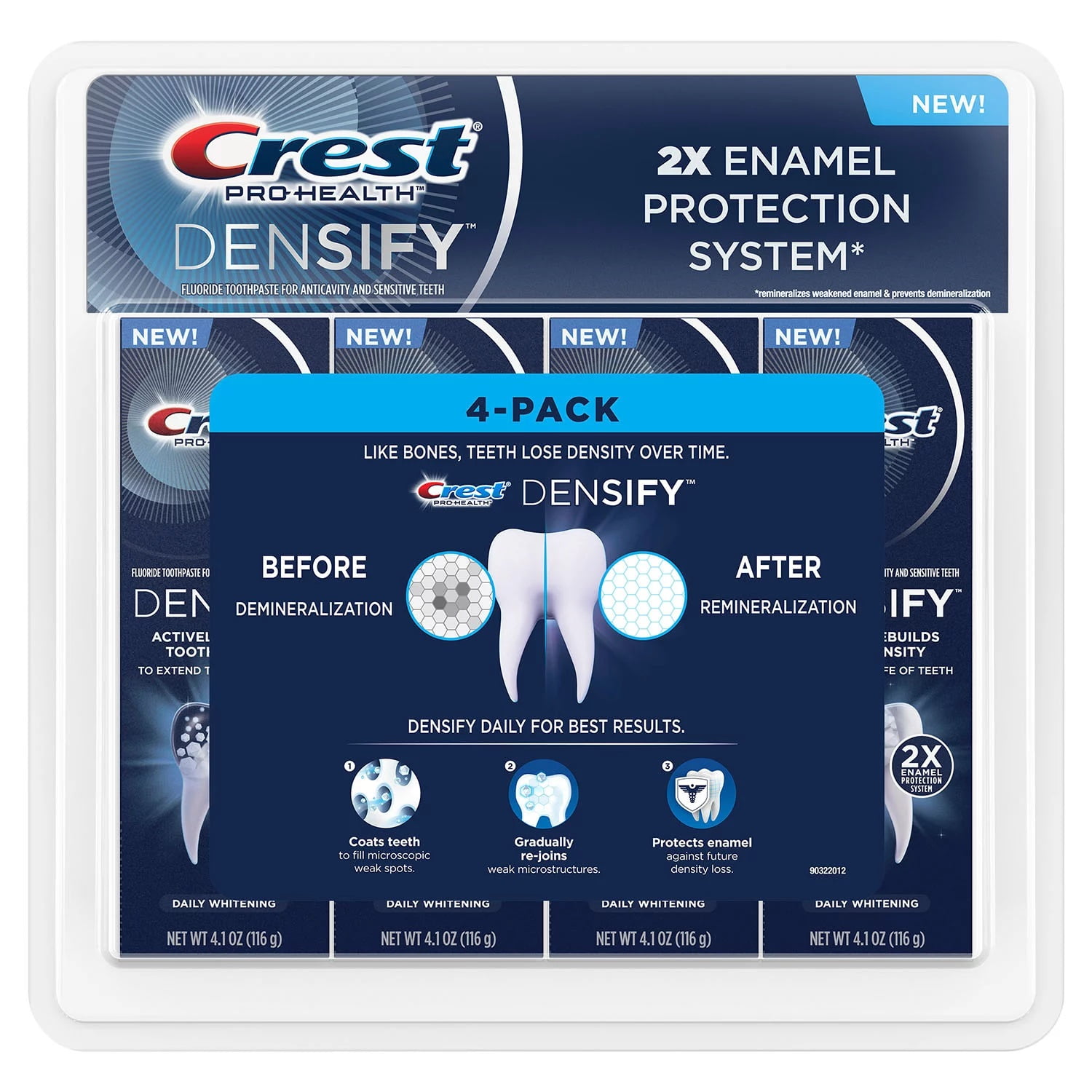 Crest Pro-Health Densify Daily Whitening Fluoride Toothpaste, 4.1 Ounce (4 Pack)