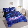 thumbnail image 3 of Manfei Dragon 7pcs Bedding Comforter Set,Western Fantasy Theme Queen Bedding Sets,Dream Purple Blue Queen Sheet Sets For Boys Kids,Luxury Bedroom Decor Reversible, 3 of 8