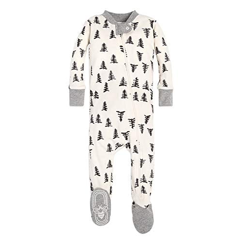 Burt s Bees Baby Baby Boys Pajamas Zip front Non slip Footed Pjs Organic Cotton And Toddler Sleepers Trees