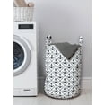 thumbnail image 3 of Geometric Laundry Bag, Dotted Frames Anchors Pattern Chevron Style Zigzags Nautical Theme Image, Basket with Handles Drawstring Closure for Laundromats, 13" x 19", Dark Blue White, by Ambesonne, 3 of 4